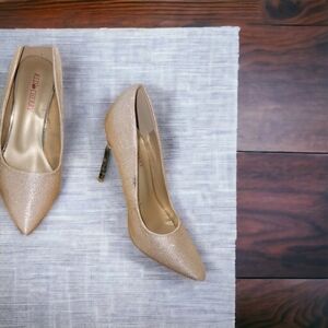 Red Cherry Gold Heels